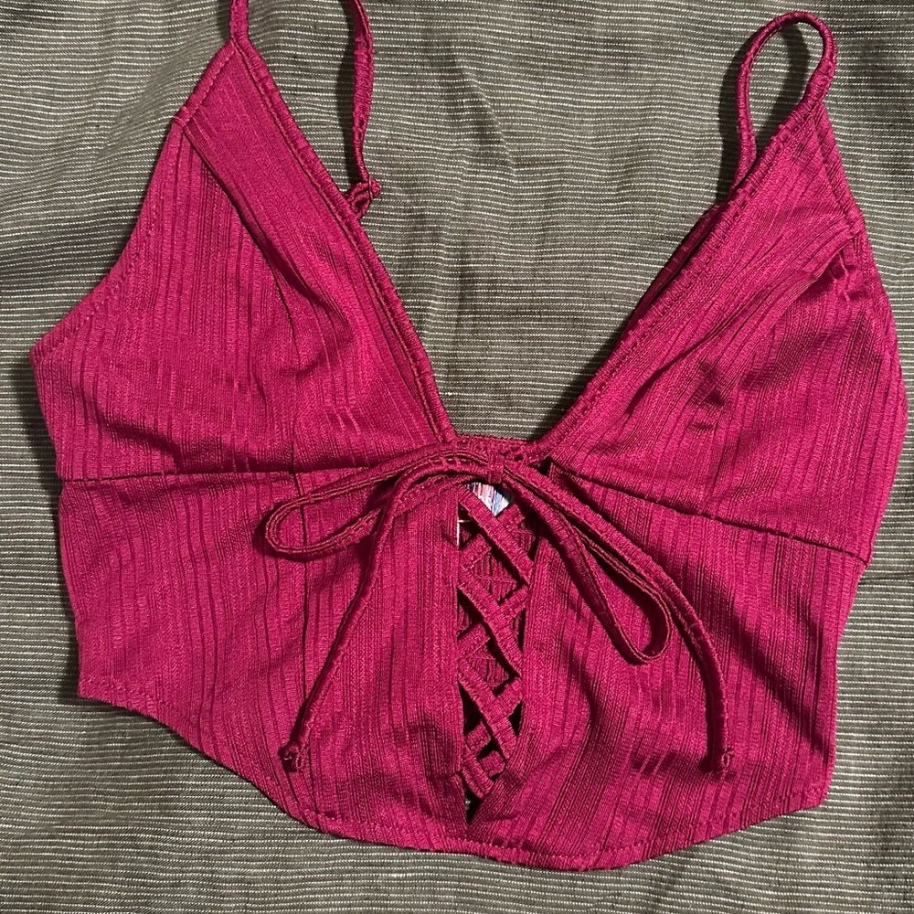 Lace Front Fuchsia Crop Top